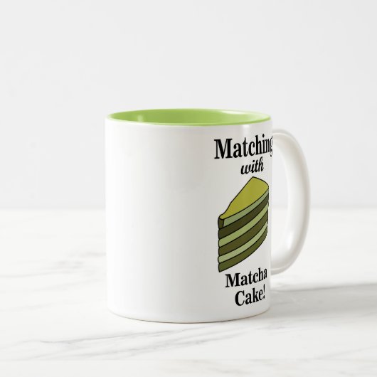 Matcha Green Cake Grappig Tweekleurige Koffiemok (Voorkant rechts)