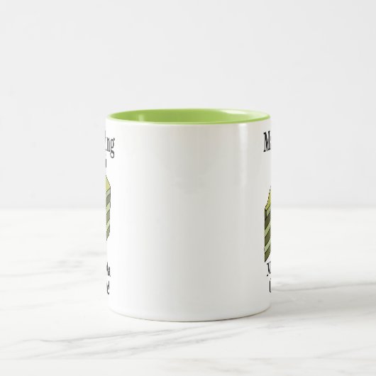 Matcha Green Cake Grappig Tweekleurige Koffiemok (Center)