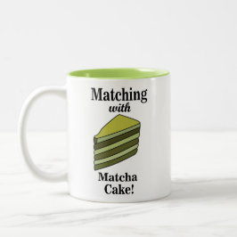Matcha Green Cake Grappig Tweekleurige Koffiemok