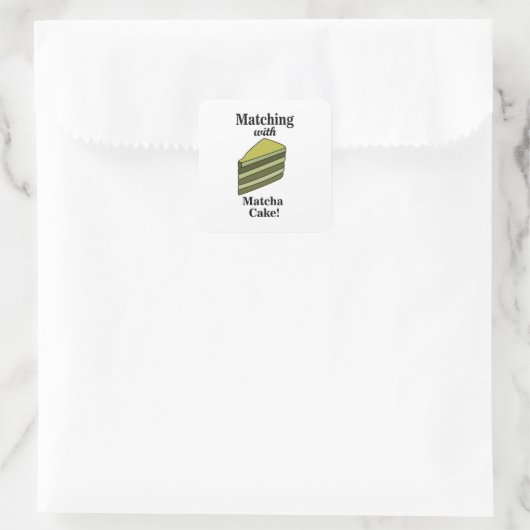 Matcha Green Cake Grappig Vierkante Sticker (Tas)