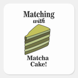 Matcha Green Cake Grappig Vierkante Sticker