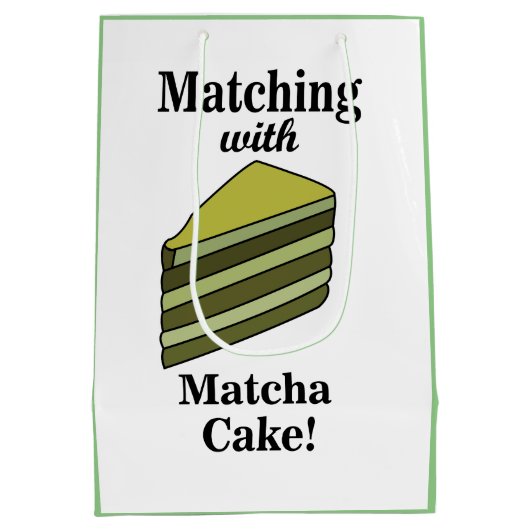 Matcha Green Cake Grappige Verjaardag Medium Cadeauzakje (Achterkant)