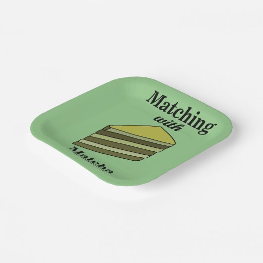 Matcha Green Cake Party Papieren Bordje (Gebogen)