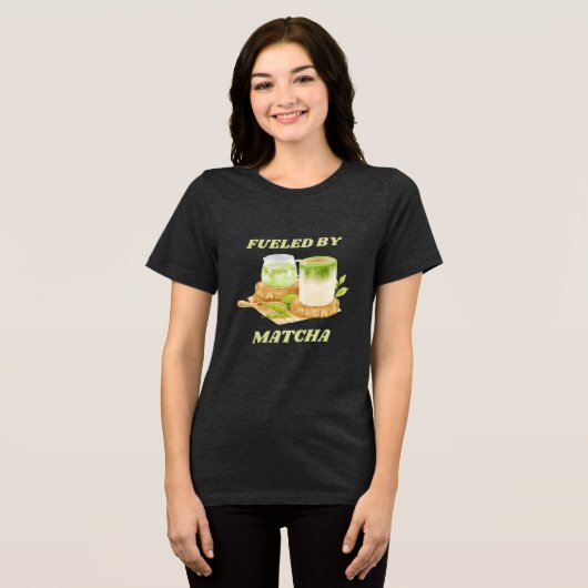 Matcha Green Tea Bubble Tea Lover Tri-Blend Shirt (Voorkant volledig)