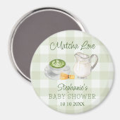 Matcha Green Tea Gingham Baby shower Raffle Prijs Magneet (Voorkant / Achterkant)