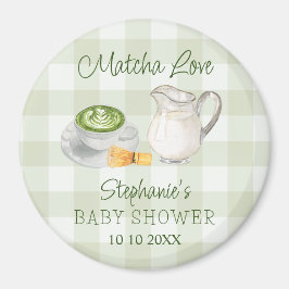 Matcha Green Tea Gingham Baby shower Raffle Prijs Magneet