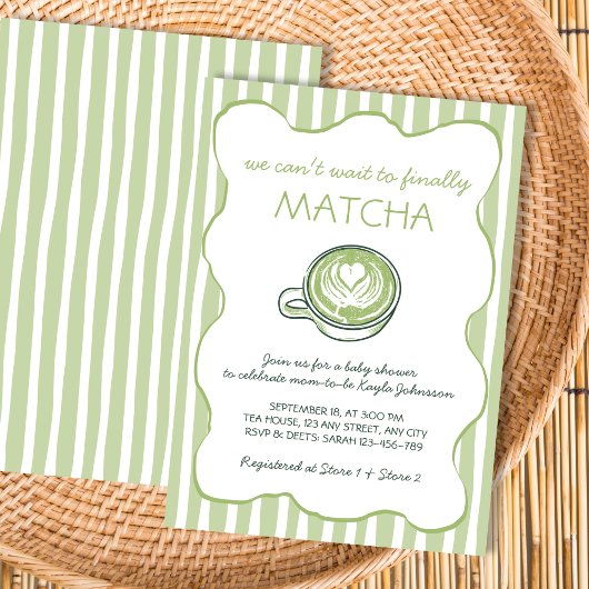 Matcha Green Tea Hand Drawn Baby Shower Kaart