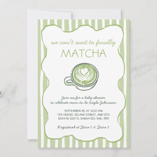 Matcha Green Tea Hand Drawn Baby Shower Kaart (Voorkant)