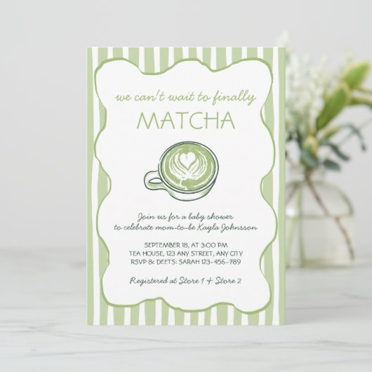 Matcha Green Tea Hand Drawn Baby Shower Kaart (Staand voorkant)