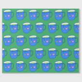 Matcha Green Tea in Blue Mok Bright Pattern Cadeaupapier (Vlak)