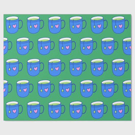 Matcha Green Tea in Blue Mok Bright Pattern Cadeaupapier (Vlak)