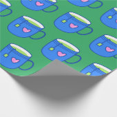 Matcha Green Tea in Blue Mok Bright Pattern Cadeaupapier (Hoek)