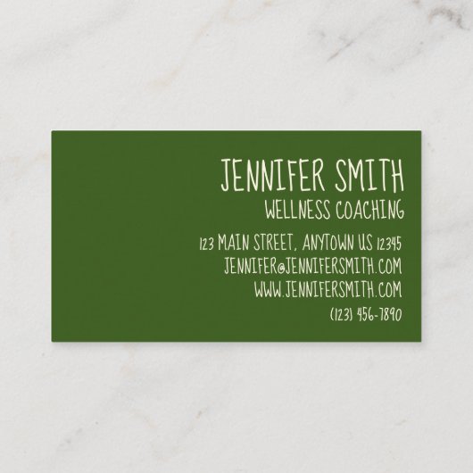 Matcha Green Tea Latte Zen Wellness Meditation Spa Visitekaartje (Achterkant)