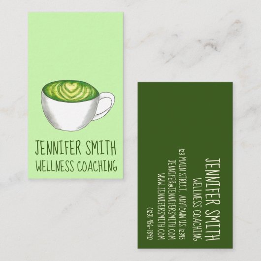 Matcha Green Tea Latte Zen Wellness Meditation Spa Visitekaartje (Voorkant / Achterkant)