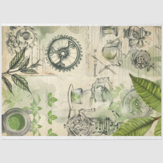 Matcha Groen Japans thee drink ephemera patroon 1 Tissuepapier (Voorkant)