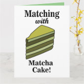 Matcha Groene Cake Eten Grappig Kaart (Gele Bloem)