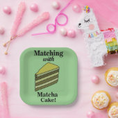 Matcha Groene Cake Feest Papieren Bordje (Feest)