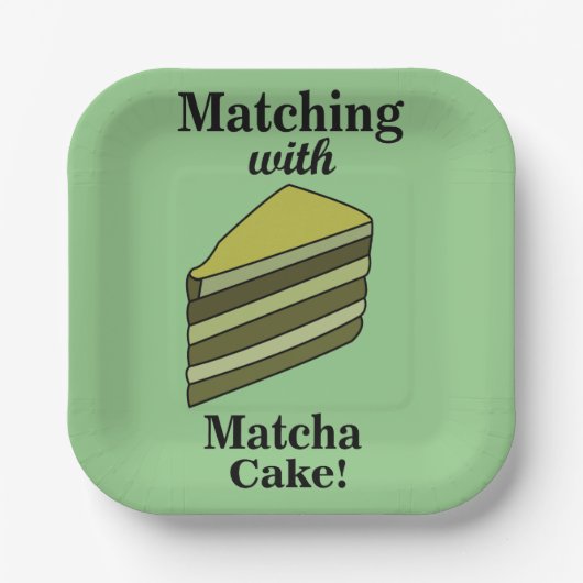 Matcha Groene Cake Feest Papieren Bordje (Voorkant)