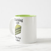 Matcha Groene Cake Grappig Tweekleurige Koffiemok (Voorkant links)
