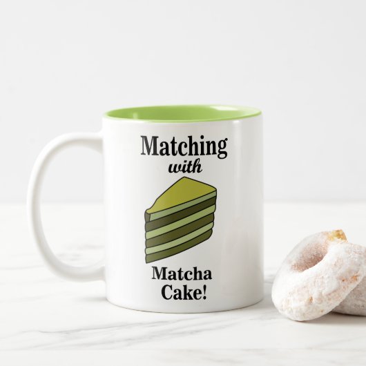 Matcha Groene Cake Grappig Tweekleurige Koffiemok (Met donut)