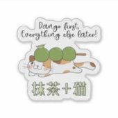 Matcha Groene Thee Dango Mochi Kat Kawaii Japans Sticker (Voorkant)