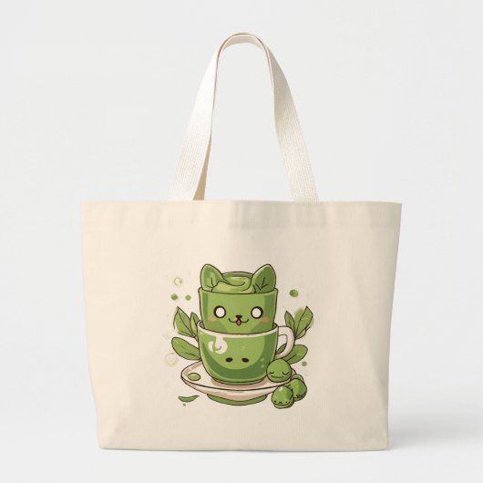 Matcha groene thee grote tote bag (Voorkant)