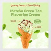Matcha Groene Thee Ijs Donut Shop aanpassen Raamsticker (Vel)
