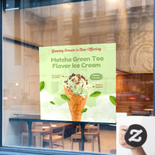 Matcha Groene Thee Ijs Donut Shop aanpassen Raamsticker