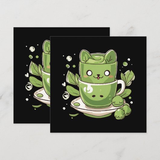 Matcha groene thee kaart (Voorkant / Achterkant)