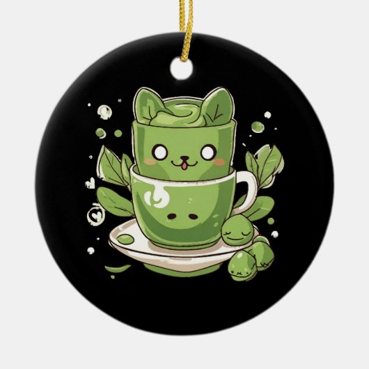 Matcha groene thee keramisch ornament (Voorkant)