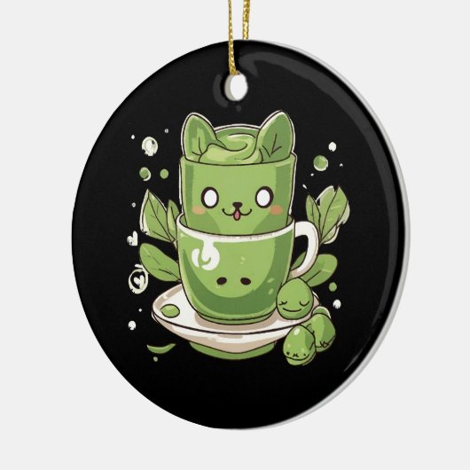 Matcha groene thee keramisch ornament (Links)