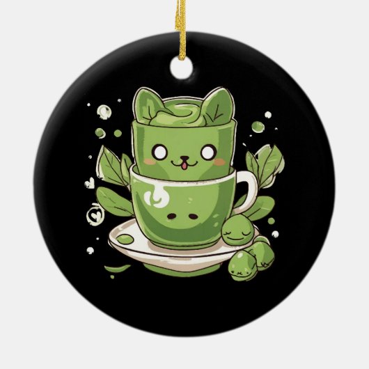 Matcha groene thee keramisch ornament (Achterkant)