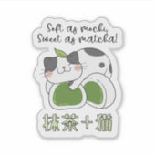 Matcha Groene Thee Mochi Kat Kawaii Sticker (Voorkant)