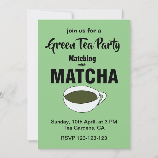 Matcha Groene Thee Party Kaart (Voorkant)