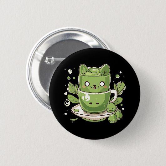 matcha groene thee ronde button 5,7 cm (Voorkant /achterkant)