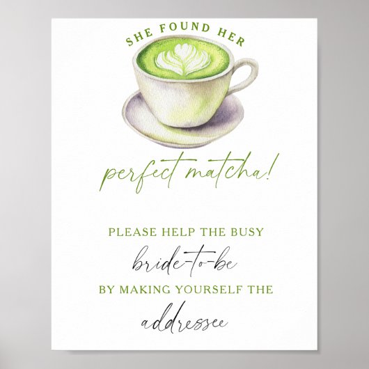 Matcha Huwelijk Help de bezige bruid Adres Poster (Voorkant)