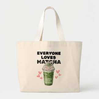 Matcha Iced Latte Cute Whipped Cream Matcha Grote Tote Bag