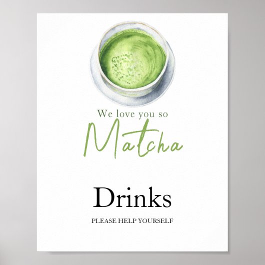 Matcha Latte Baby shower - Dranken Poster (Voorkant)