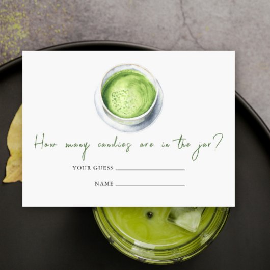 Matcha Latte Baby Shower How many candies  Informatiekaartje