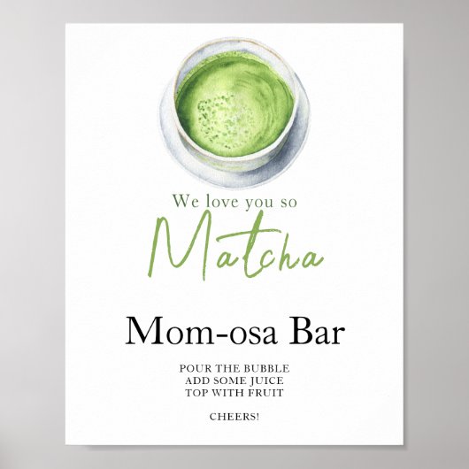 Matcha latte baby shower Momosa bar Poster (Voorkant)