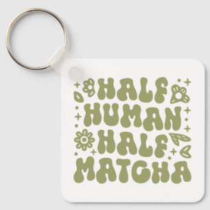Matcha latte grappige citaten groene bloemen esthe sleutelhanger