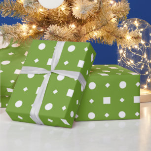 Matcha latte Groen en Wit Stippen en Vierkant Cadeaupapier