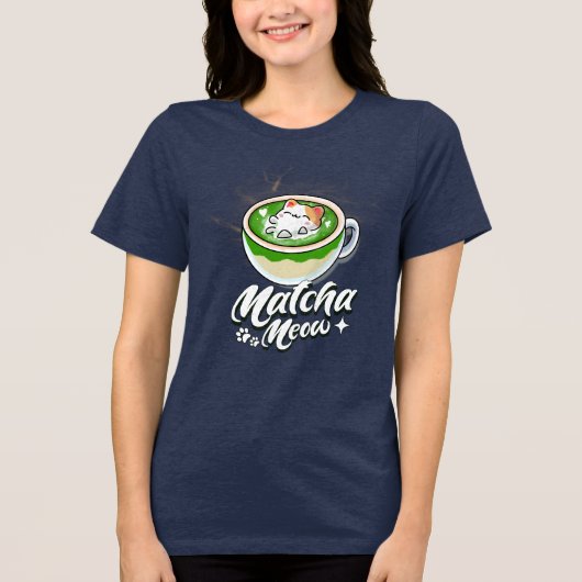Matcha Latte & Kattenliefhebbers Matcha Meow Tri-Blend Shirt (Voorkant)