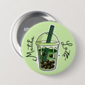 Matcha latte knop ronde button 7,6 cm (Voorkant /achterkant)