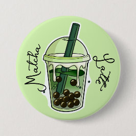 Matcha latte knop  ronde button 7,6 cm