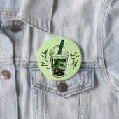 Matcha latte knop ronde button 7,6 cm (In situ)