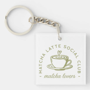 Matcha latte liefhebbers meisje club groen estheti sleutelhanger