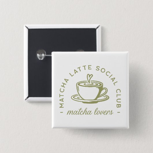 Matcha latte lovers meisje club groen matching vierkante button 5,1 cm (Voorkant /achterkant)