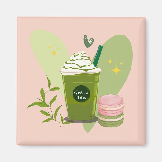Matcha Latte Macarons Magneet (Voorkant)