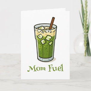 Matcha Latte Moeder Brandstof Grappige Retro Verja Kaart